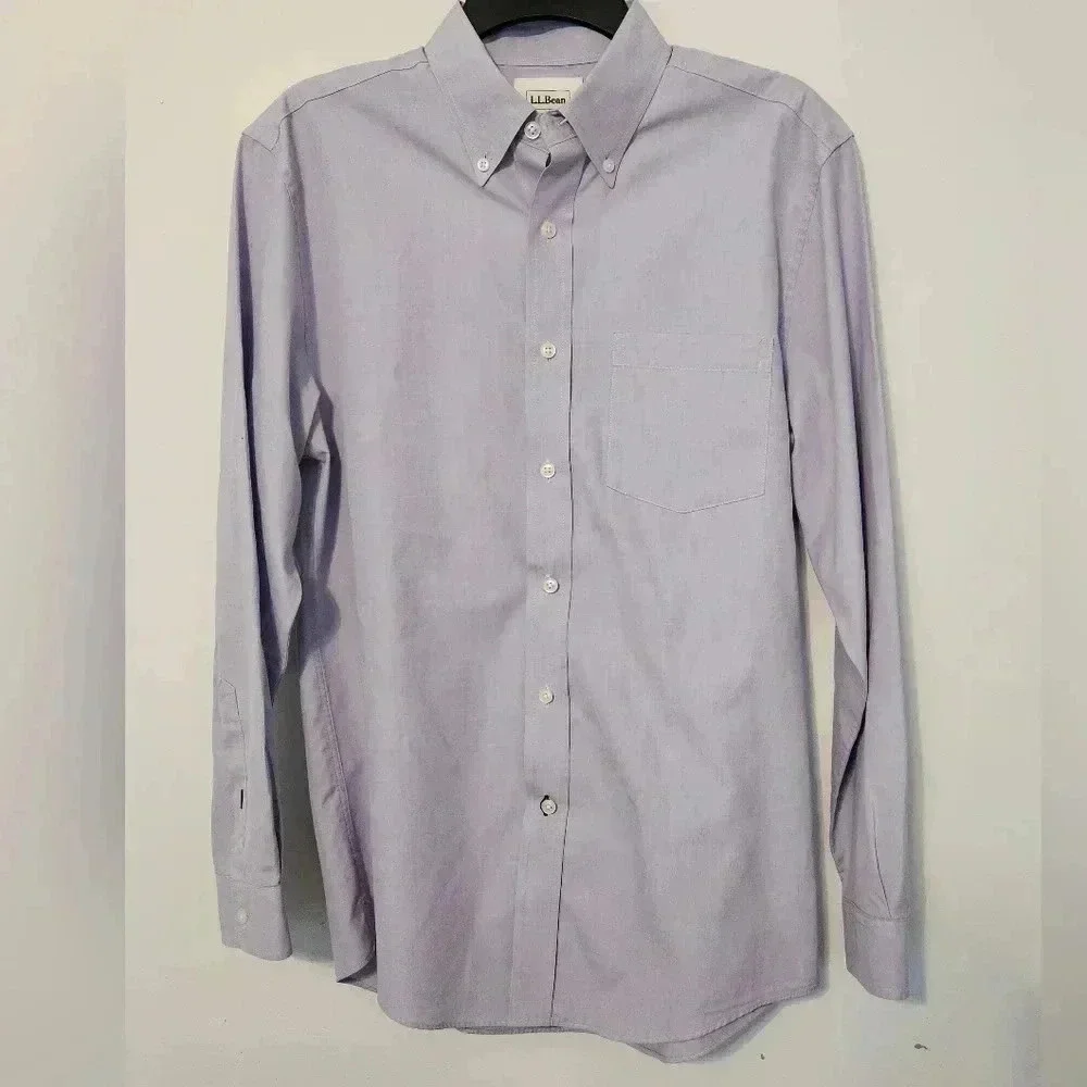 LL BEAN Trim Fit Small Wrinkle Free 100 Cotton EUC